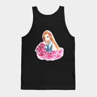 Beautiful Girl Surrounded by Flowers Tank Top